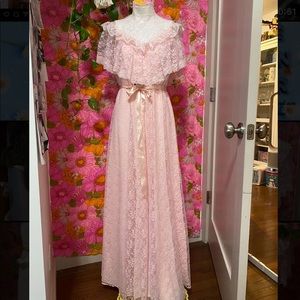 Vintage pink 70s Prairie dress